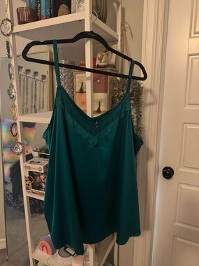 Torrid Teal Lace-Trim Satin Camisole/Sleep Size 3